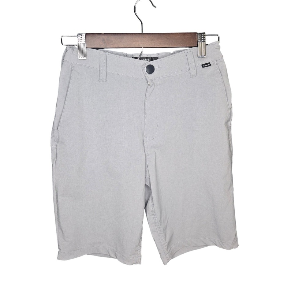Hurley Hybrid Shorts Casual Walk Flat Front Gray Boys Size L 14/16